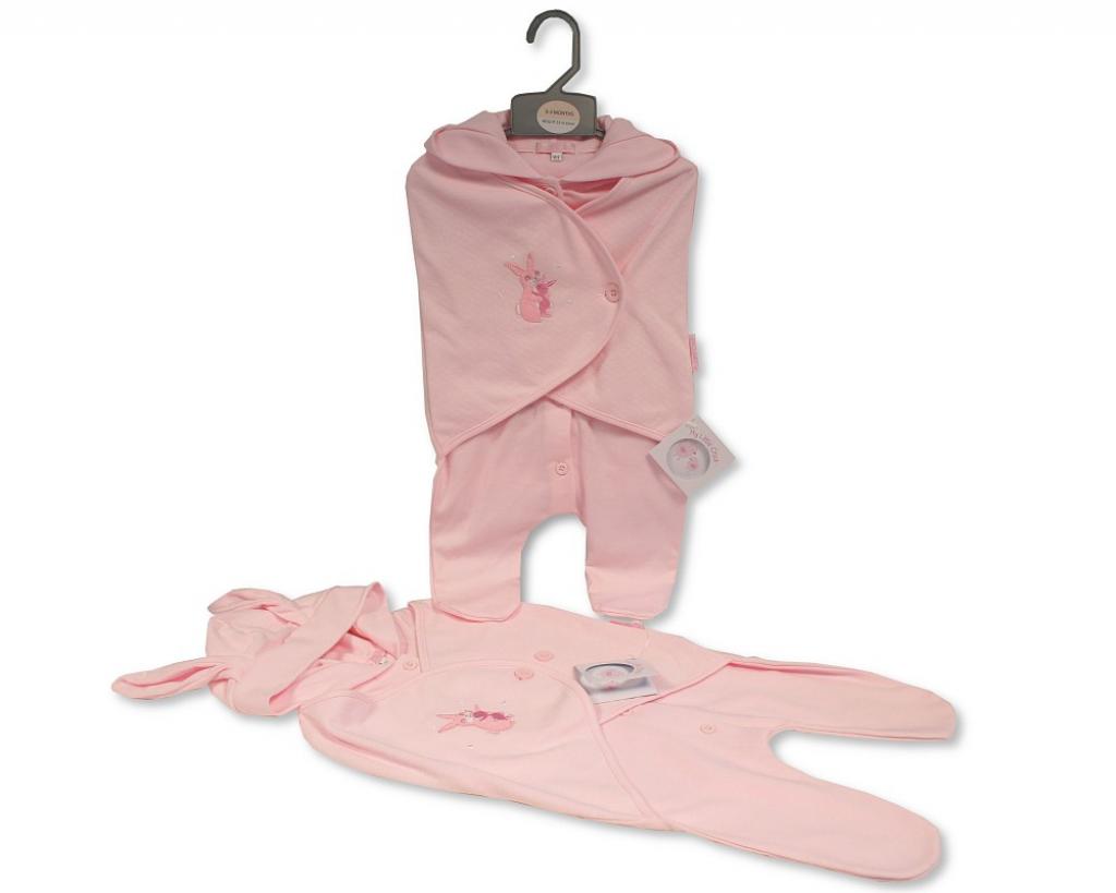 My Little Chick BIS-2020-2558 5035320025582 ML2020-2558 "Bunny" Hooded Wrap Over All in One (NB-3 months)