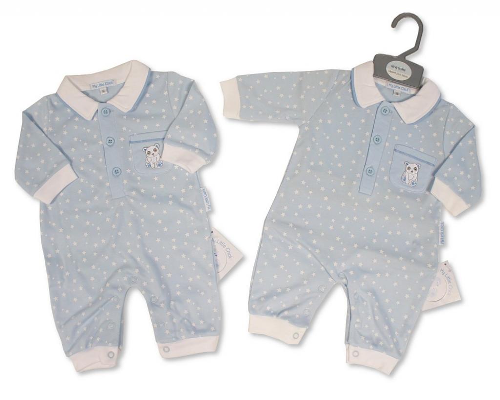 My Little Chick BIS-2020-2564 All sizes = 5035320025643 ML2020-2564 "Bear and Stars" Romper (NB-6 months)