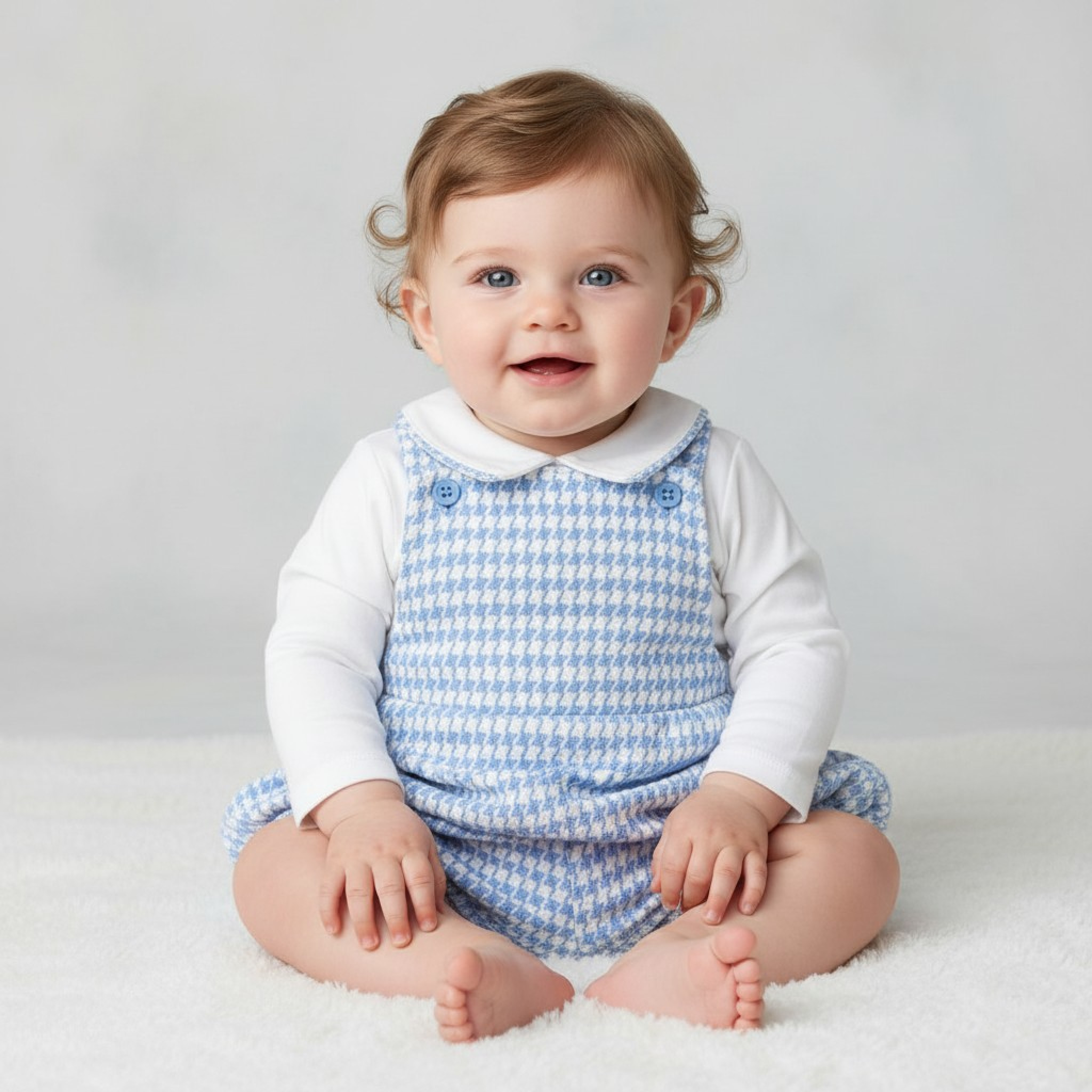 My Little Chick BIS-2020-2575 5035320025759 ML2020-2575S Dogtooth Short Dungaree Set (NB-6 months)