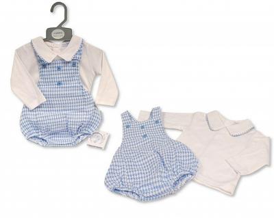 My Little Chick BIS-2020-2575 5035320025759 ML2020-2575S Dogtooth Short Dungaree Set (NB-6 months)