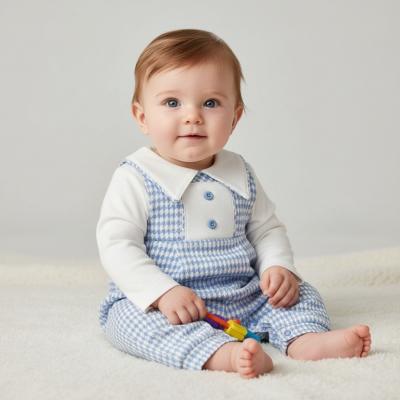 ML2020-2577-S  Dogtooth Long Dungaree Set  (NB-6 months)