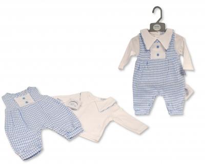 My Little Chick BIS-2020-2577 5035320025773 ML2020-2577S Dogtooth Long Dungaree Set (NB-6 months)