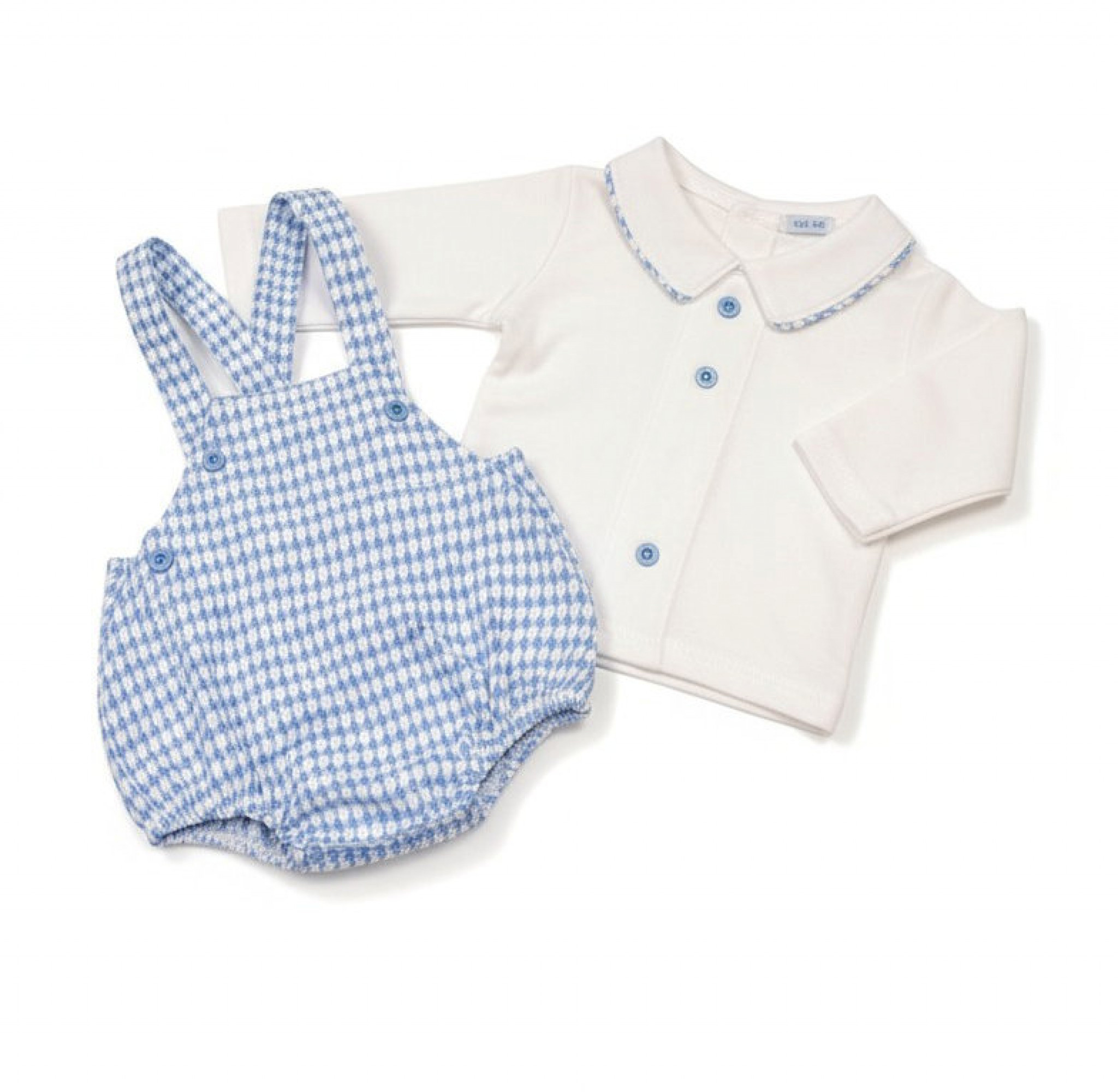 My Little Chick BIS-2020-2578 503532005780 ML2020-2578S Dogtooth Short Dungaree Set (NB-6 months)