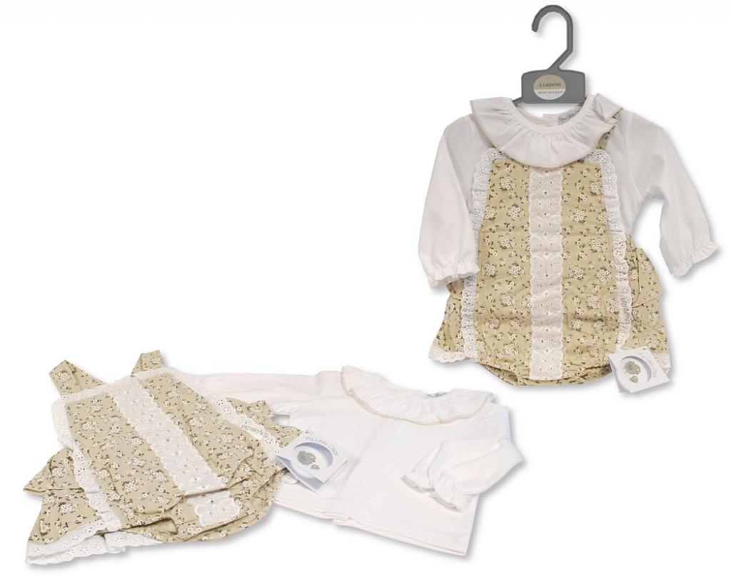 My Little Chick BIS-2020-2582 5035320025827 ML2020-2582 "Floral" Short Dungaree Set (NB-9m)