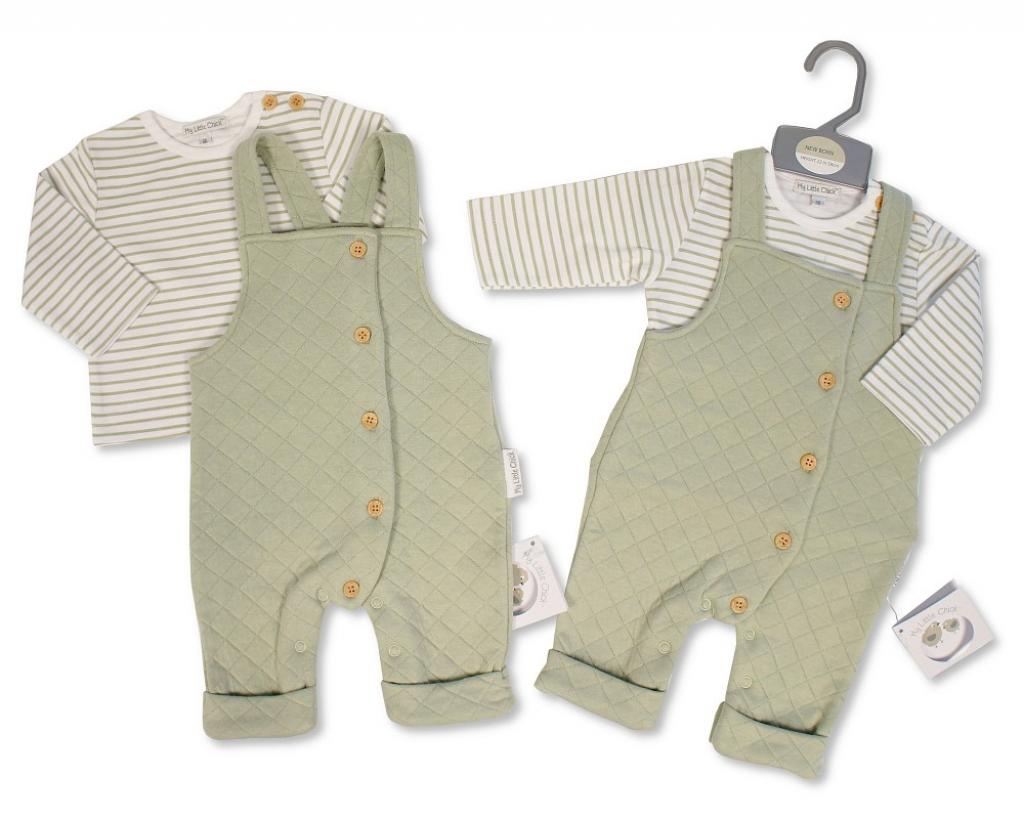 My Little Chick BIS-2020-2585 5035320025858 ML2020-2585 Quilted Dungaree Set (NB-6m)