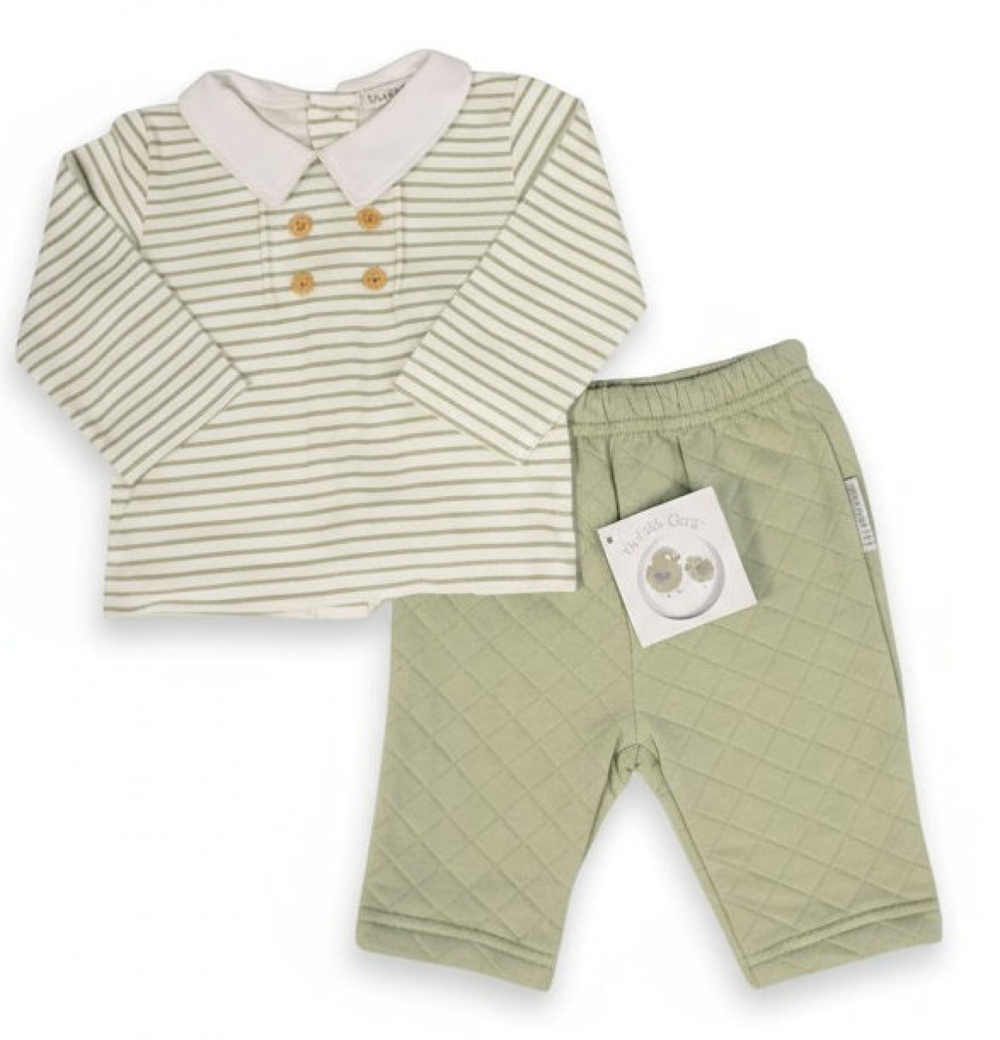 My Little Chick BIS-2020-2586 5035320025865 ML2020-2586G Quilted and Striped Two Piece Set (NB-6m)