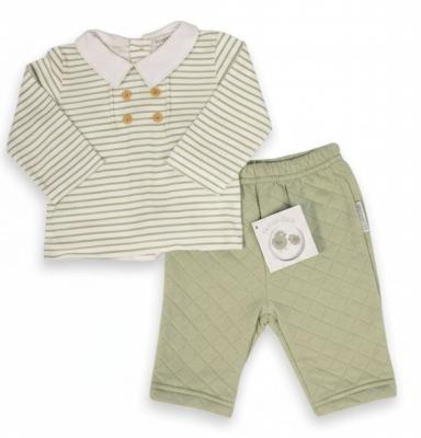 My Little Chick BIS-2020-2586 5035320025865 ML2020-2586 Quilted and Striped Two Piece Set (NB-6m)