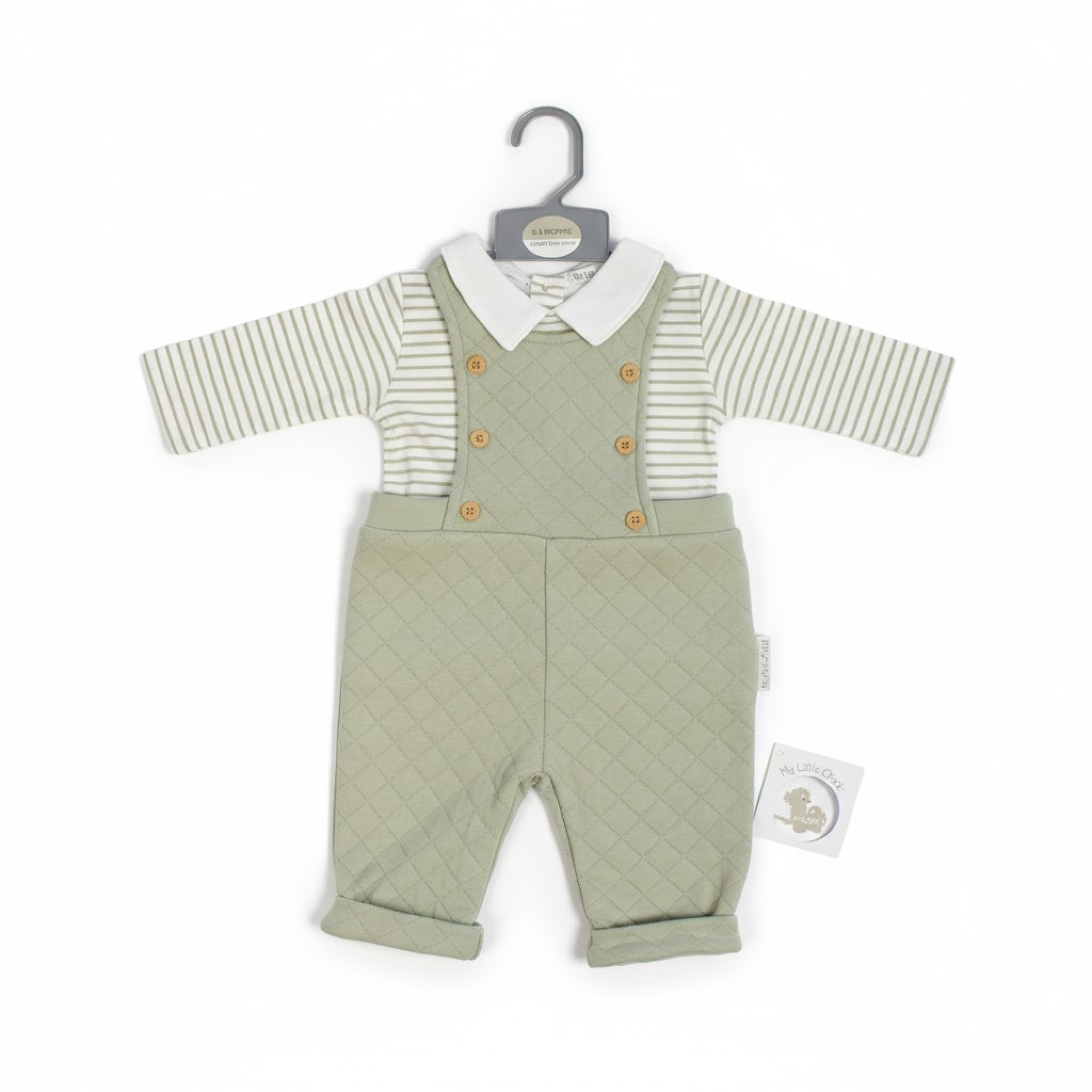 My Little Chick BIS-2020-2587 5035320025872 ML2020-2587G Quilted Dungaree Set (NB-6m)