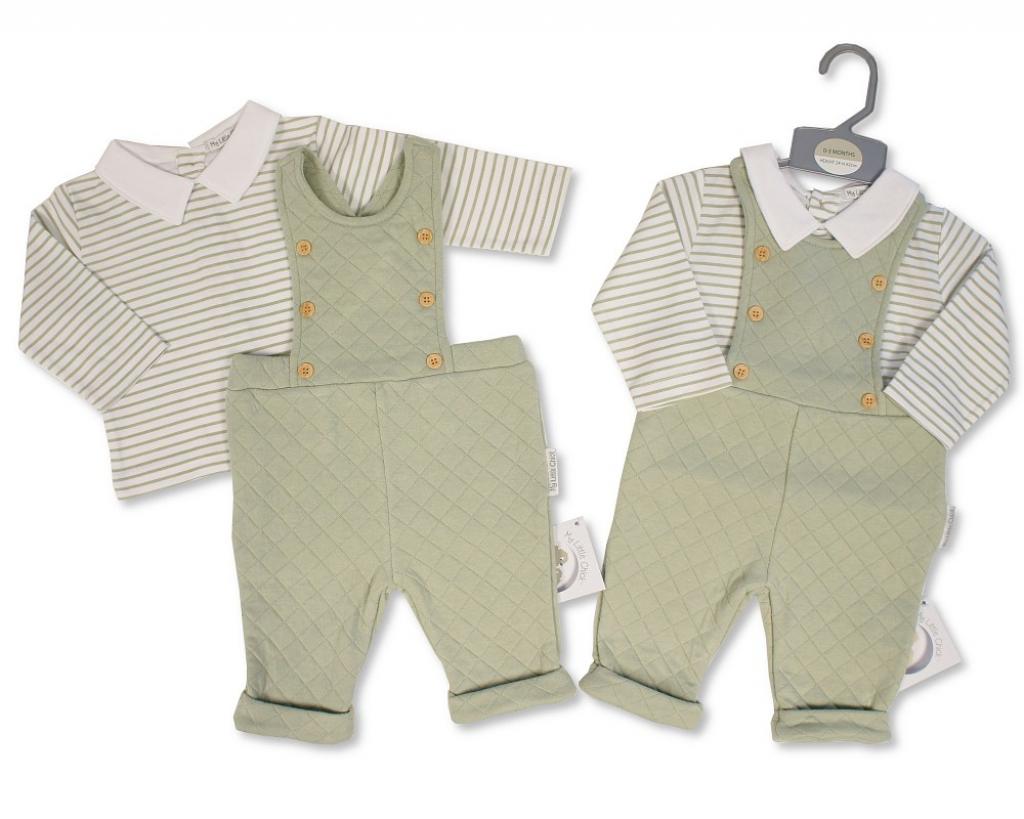 My Little Chick BIS-2020-2587 5035320025872 ML2020-2587 Quilted Dungaree Set (NB-6m)