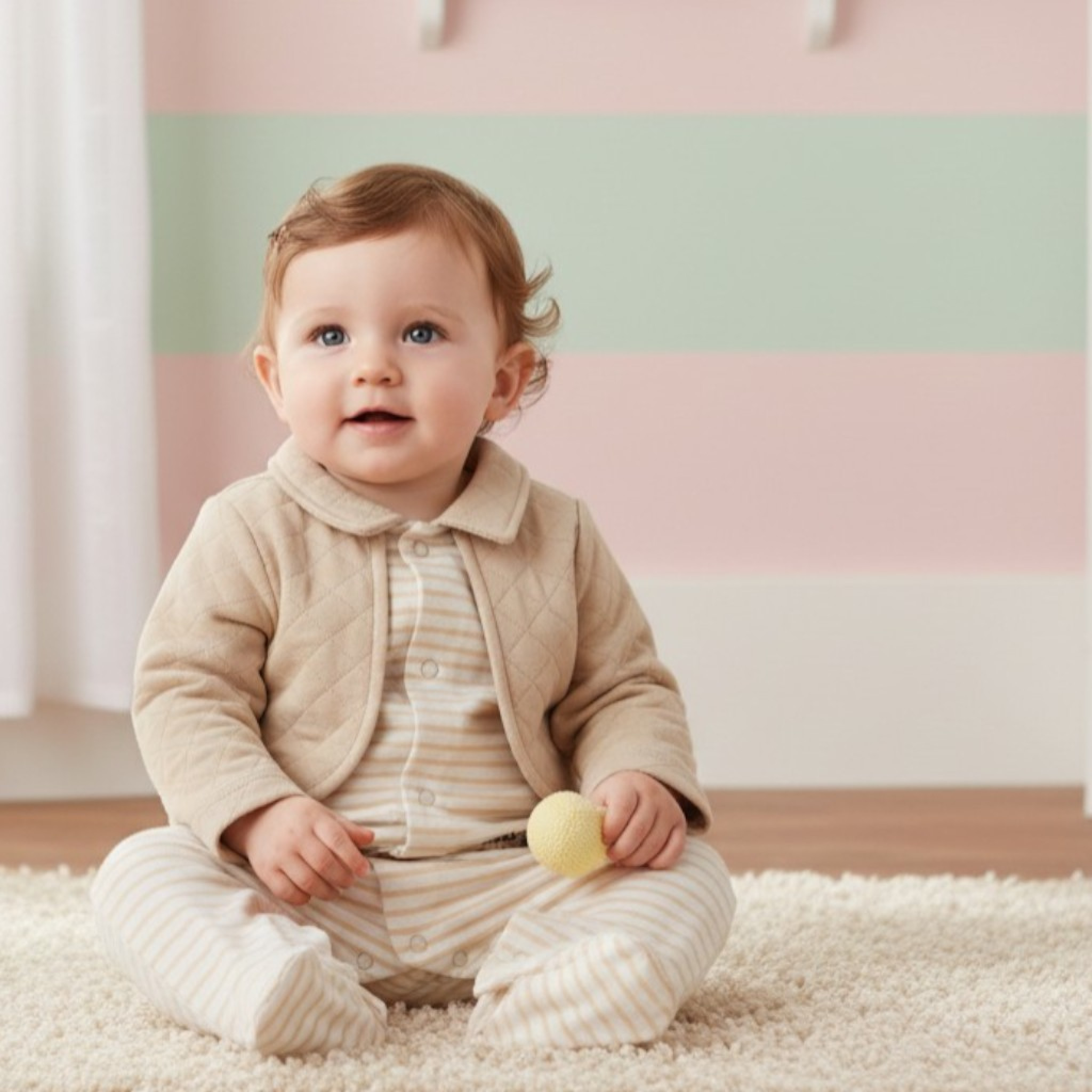 My Little Chick BIS-2020-2589 All sizes = 5035320025896 ML2020-2589-T Striped faux jacket All In One (NB-6m)