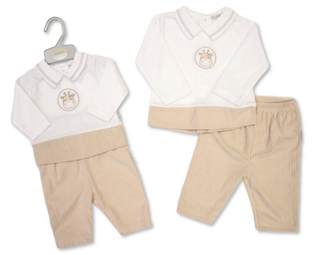 My Little Chick BIS-2020-2653 5035320126531 ML2020-2653 Corduroy "Giraffe" 2 Piece Set (0-9 months)
