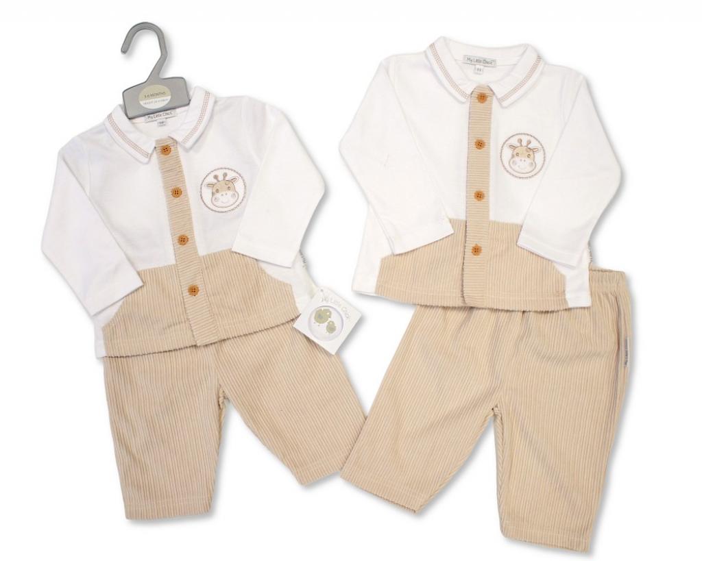 My Little Chick BIS-2020-2654 5035320126548 ML2020-2654 Corduroy "Giraffe" 2 Piece Set (0-9 months)