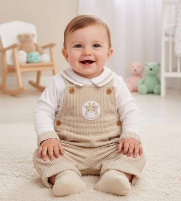 ML2020-2655  Corduroy "Giraffe" Dungaree Set  (NB- 9 months)