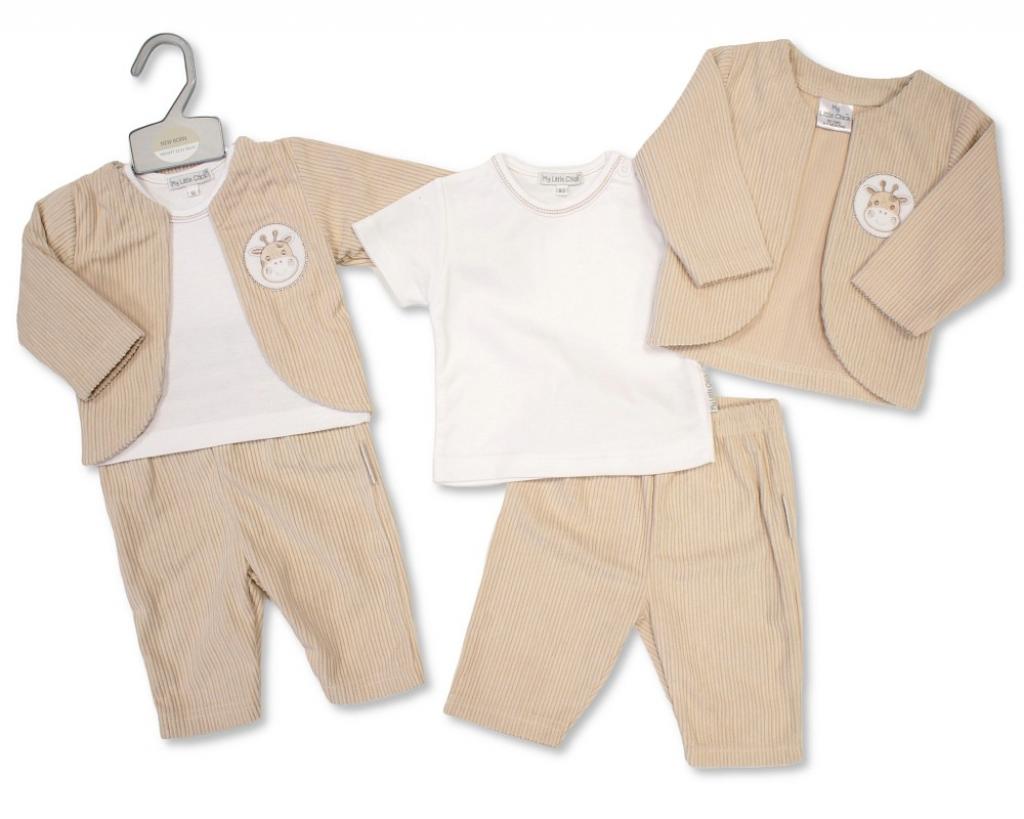 My Little Chick BIS-2020-2657 5035320126579 ML2020-2657 Corduroy "Giraffe" 3 Piece Set (0-9 months)