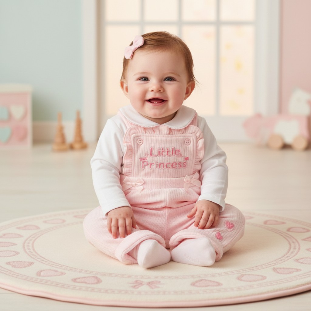 My Little Chick BIS-2020-2689 5035320126890 ML2020-2689  Little Princess Dungaree & Top (Nb - 6m)