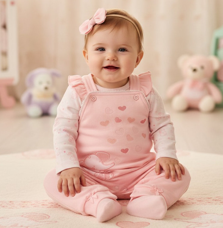 My Little Chick Bis-2020-2691 5035320126913 ML2020-2691 Elephant Dungaree & Top Set (Nb-6 months )