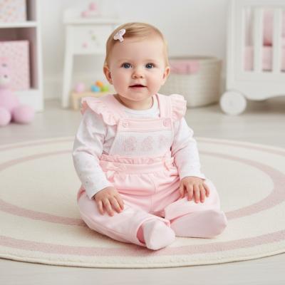 ML2020-2693  Smocked Bows & Elephant Dungaree Set  (Nb-6 months )