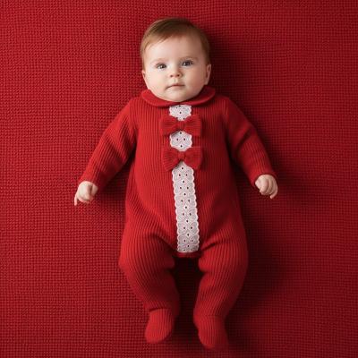 ML2020-2706R  Textured  Lace and Bow All In One  (NB-6 months)