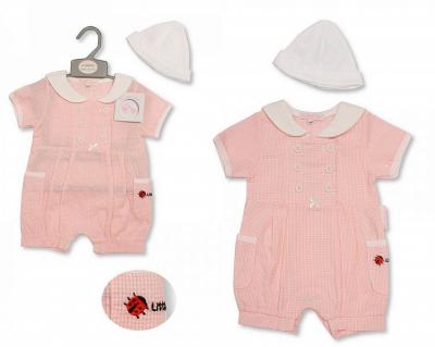 My Little Chick BIS-2099-2192 5035320421926 ML2099-2192P "Little Lady" Gingham Romper Set (NB-3 Months)