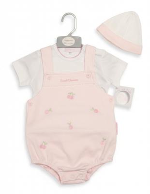 My Little Chick BIS-2099-2204 5035320422046 ML2099-2204-P "Sweet Cherries" Short Dungaree Set (NB-6 Months)