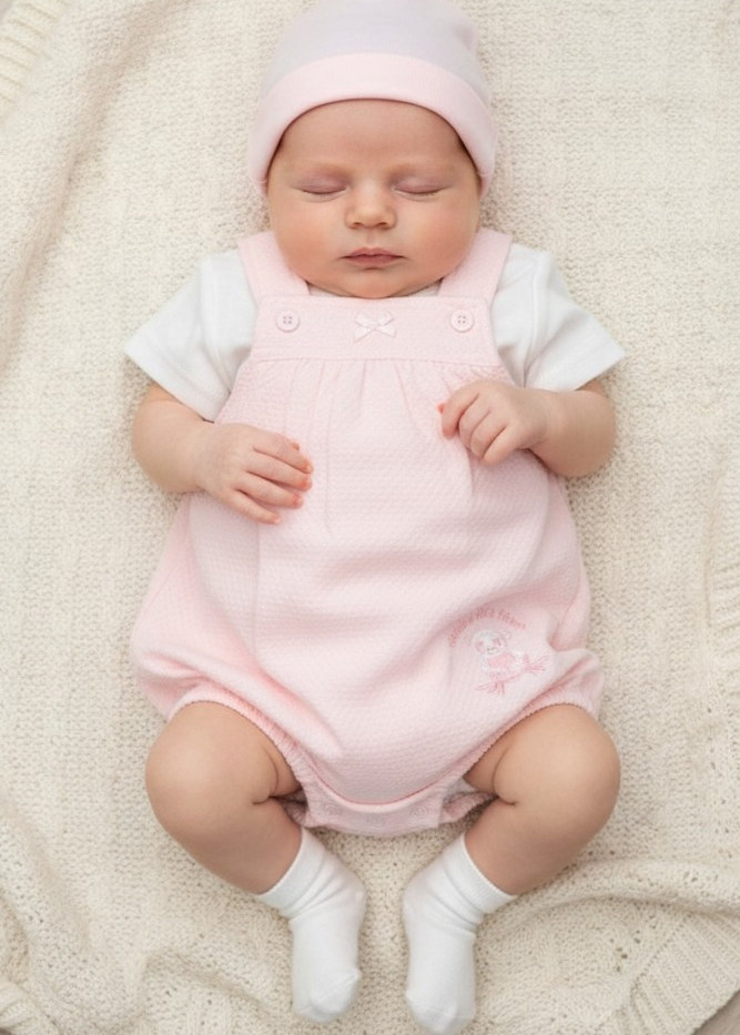 My Little Chick BIS-2100-2250 5035320422503 ML2100-2250 Pointelle "Panda" Dungaree Set (NB - 6m)