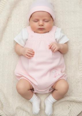 ML2100-2250  Pointelle "Panda" Dungaree Set  (NB - 6m)