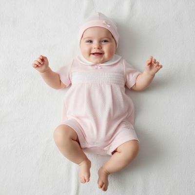 ML2100-2251p  Smocked "Panda" Romper Set  (NB - 6m)