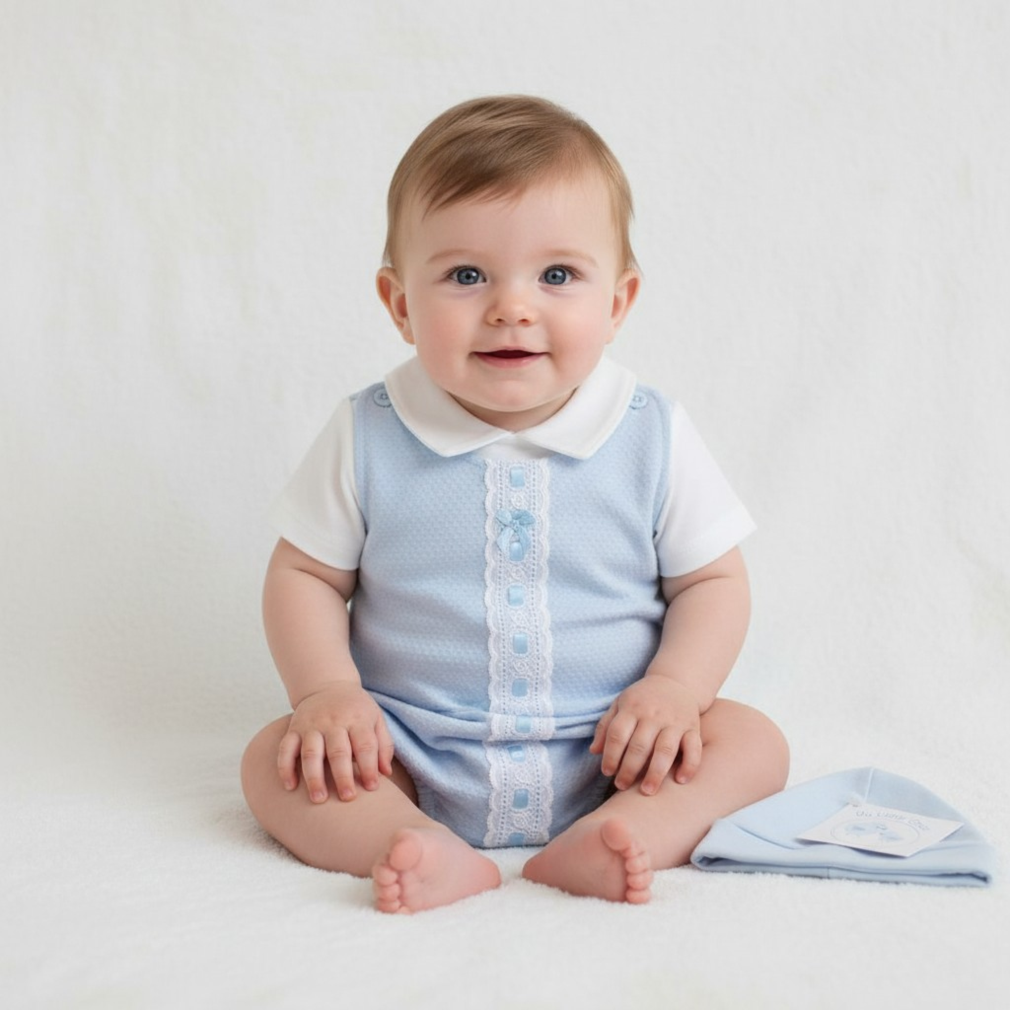 My Little Chick BIS-2100-2381 * ML2100-2381-S Pointelle Overall set with hat (NB-6m)