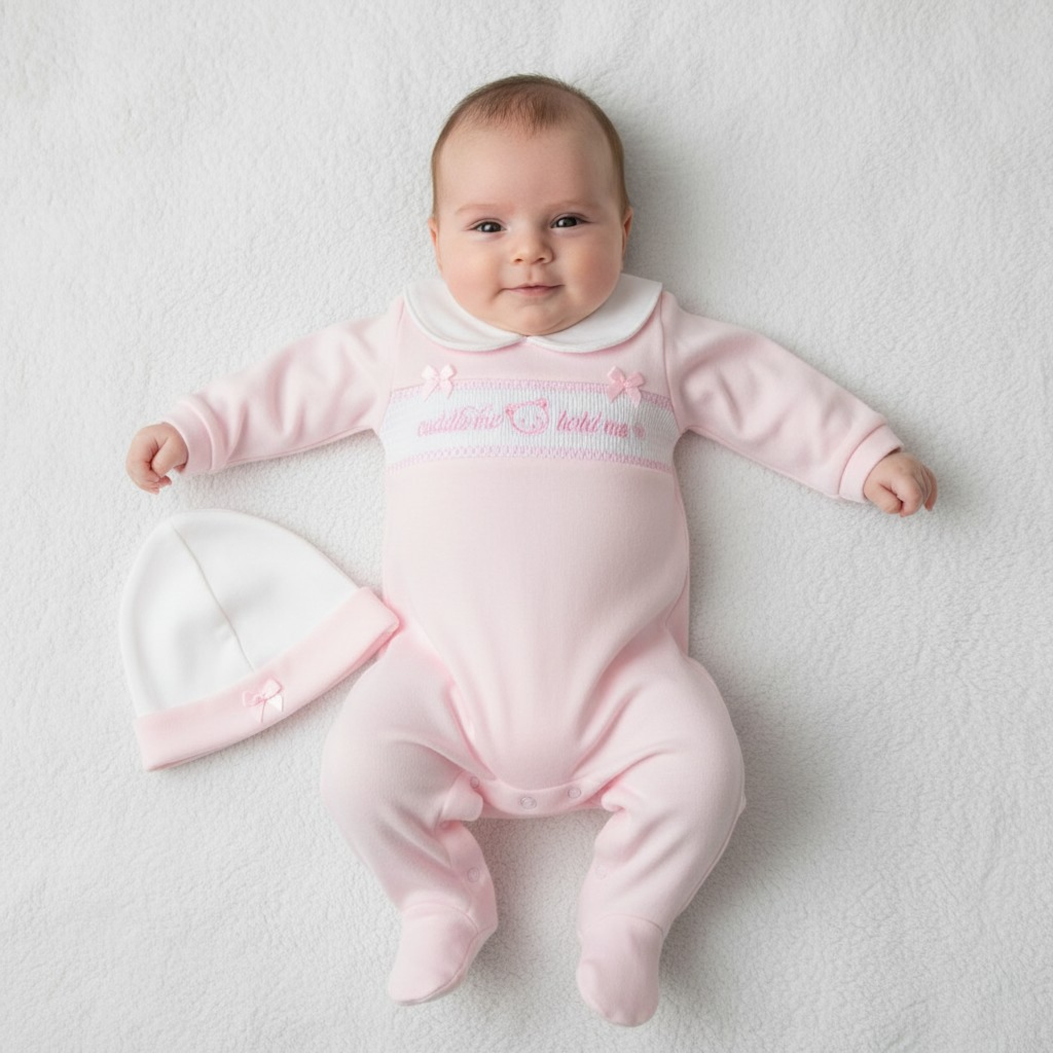 My Little Chick 2120-6066 503532006066 8 ML2120-6066-P Smocked "Cuddle Me" All In One Set (NB-6m)