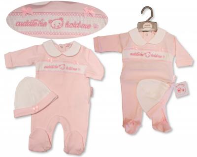 My Little Chick 2120-6066 503532006066 8 ML2120-6066P Smocked "Cuddle Me" All In One Set (NB-6m)