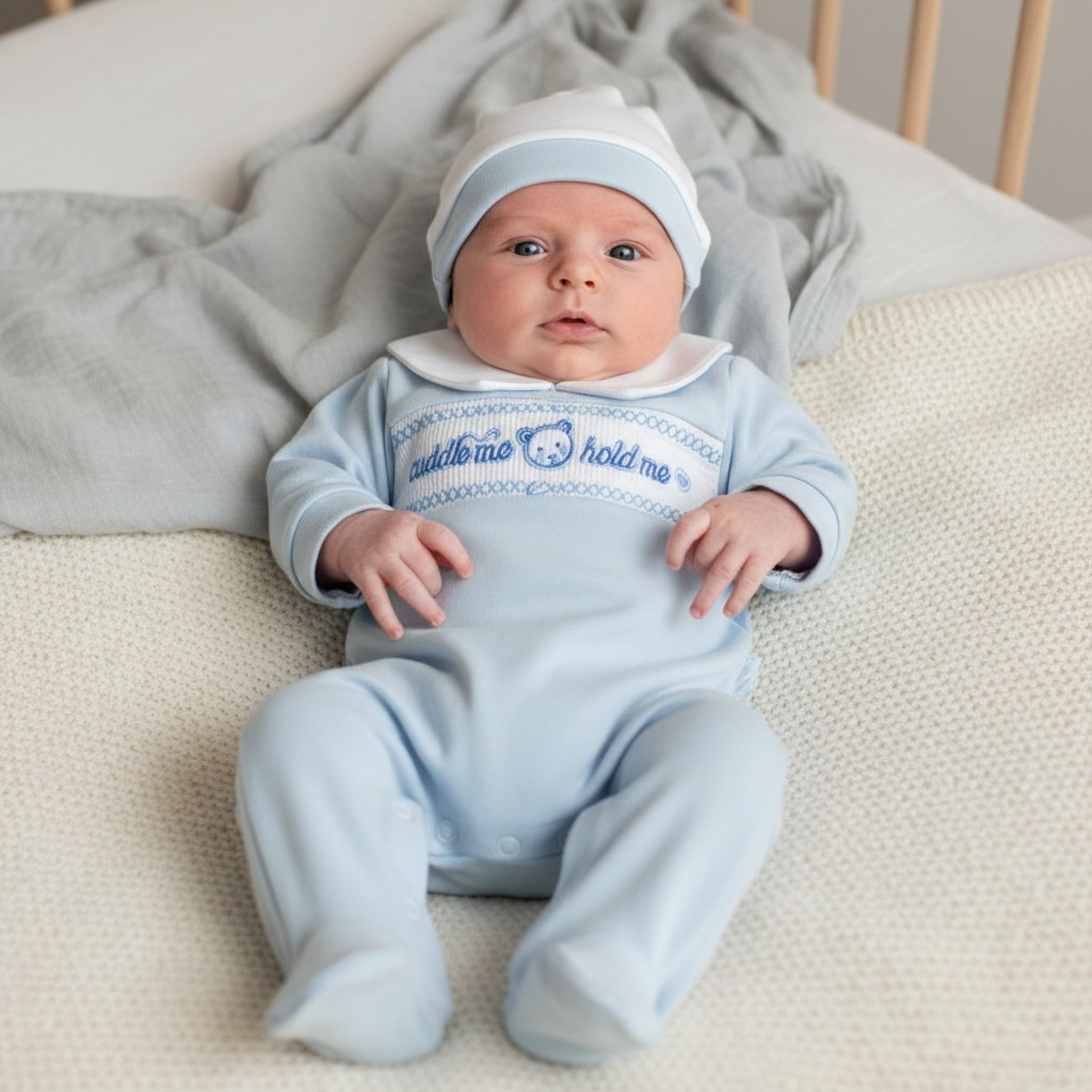 My Little Chick 2120-6071 503532006071 2 ML2120-6071-S Smocked "Cuddle Me" All In One Set (NB-6m)