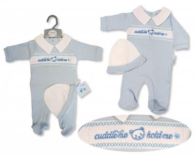 My Little Chick 2120-6071 503532006071 2 ML2120-6071S Smocked "Cuddle Me" All In One Set (NB-6m)