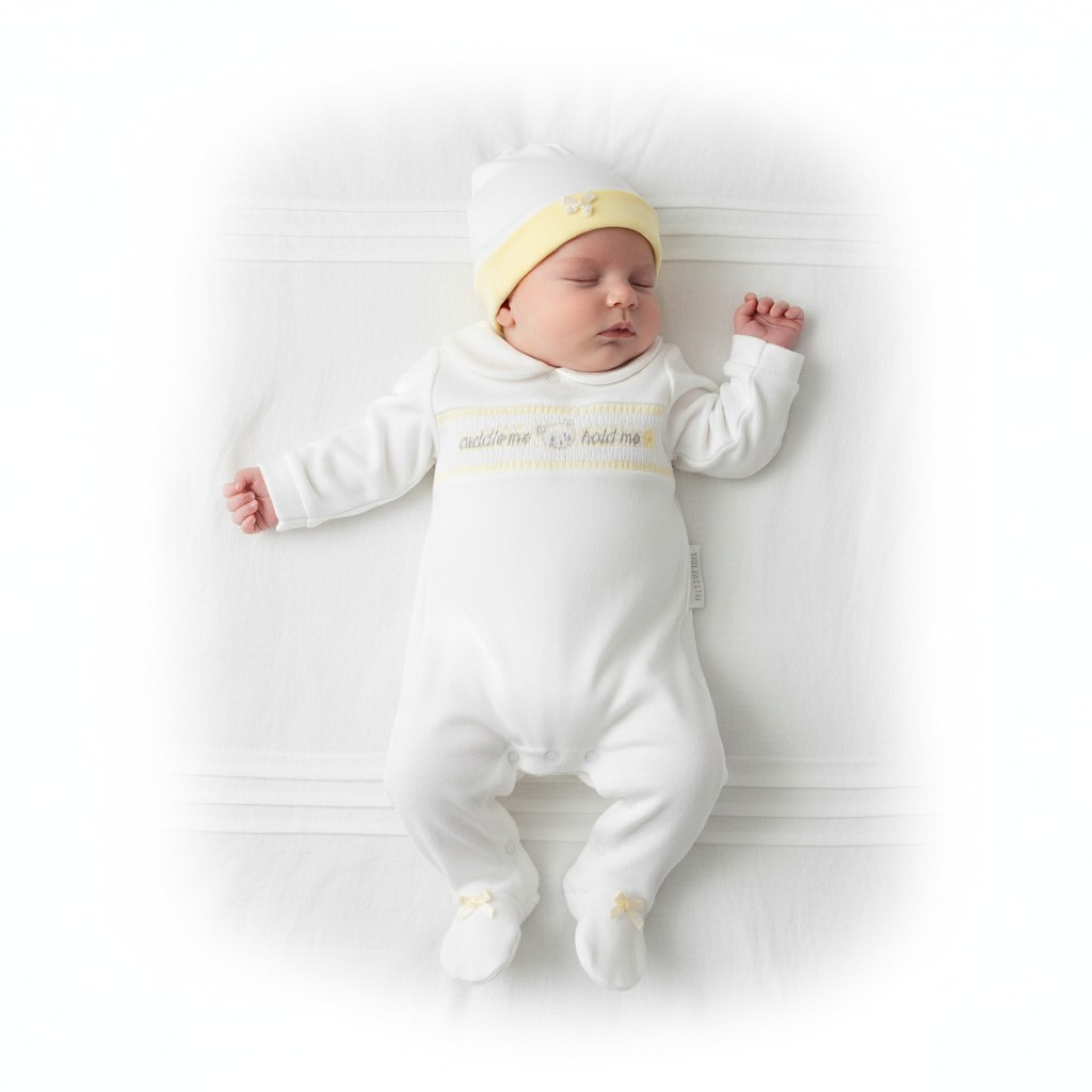 My Little Chick 2120-6081 5035320060811 ML2120-6081-W Smocked "Cuddle Me" All In One Set (NB-6m)