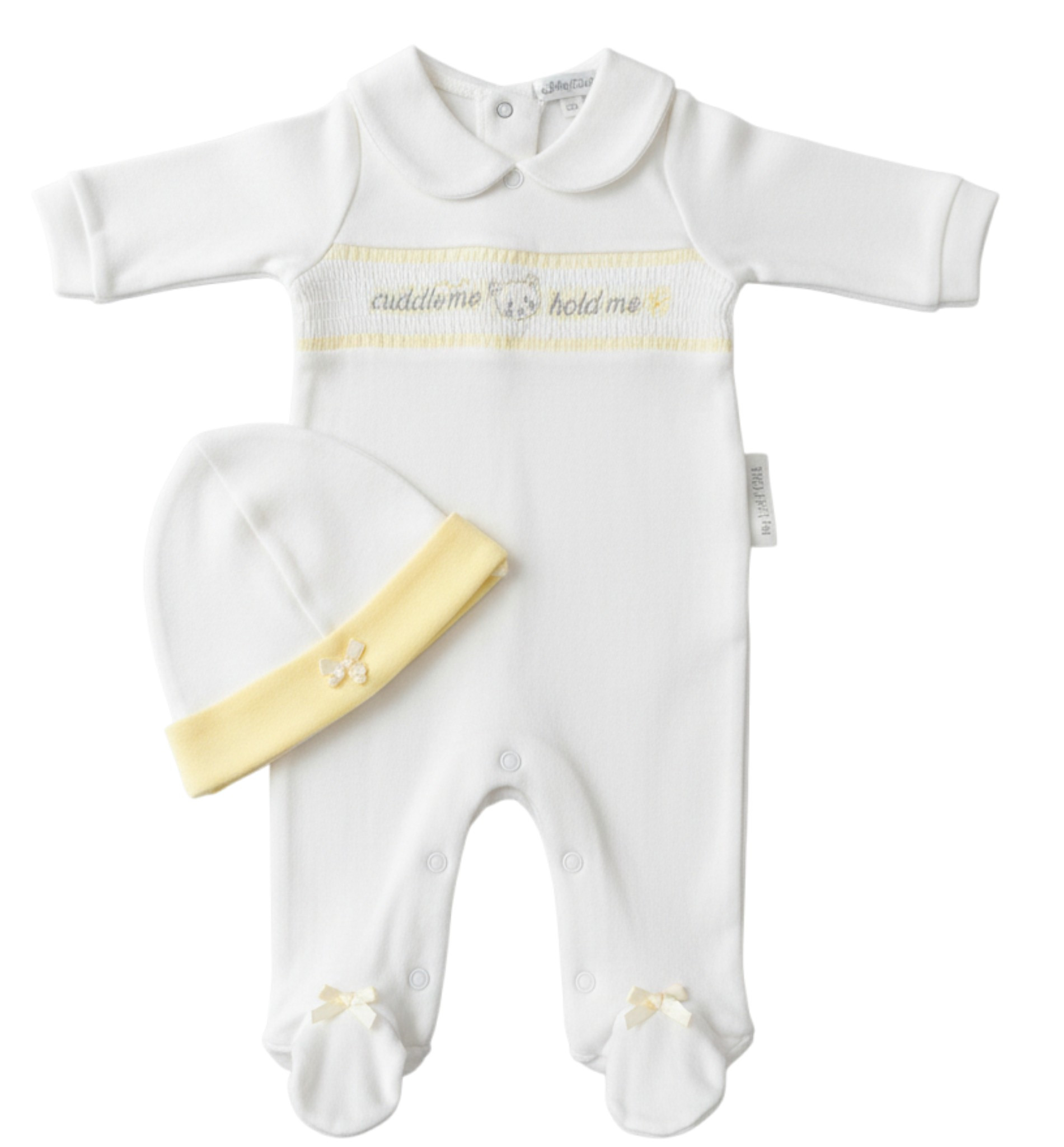 My Little Chick 2120-6081 5035320060811 ML2120-6081W Smocked "Cuddle Me" All In One Set (NB-6m)