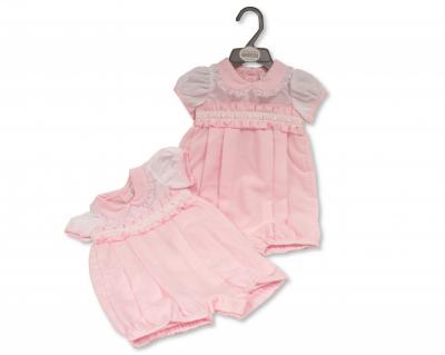 My Little Chick BIS-2120-6155 5035320161594 ML2120-6159P "Lace" Romper (Nb-6 months)