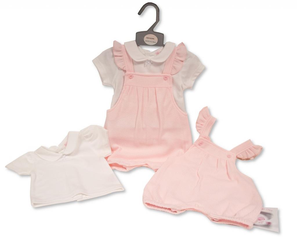 My Little Chick 2120-6205 5035320162058 ML2120-6205 Frilled Dungaree Set (Newborn - 6 months)