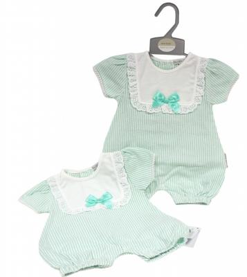 My Little Chick 2120-6206 5035320162065 ML2120-6206-G "Bow and Lace" Romper (Newborn - 6 months)