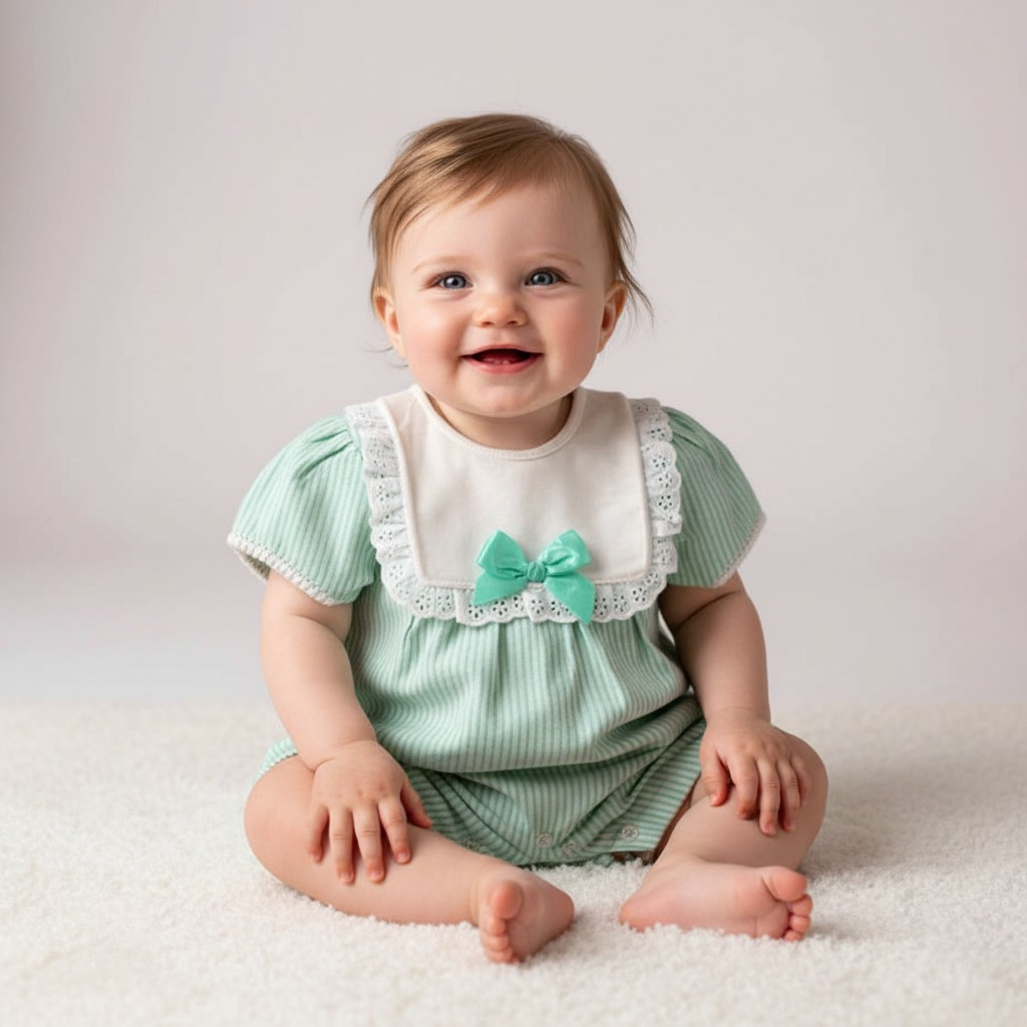 My Little Chick 2120-6206 5035320162065 ML2120-6206-G "Bow and Lace" Romper (Newborn - 6 months)