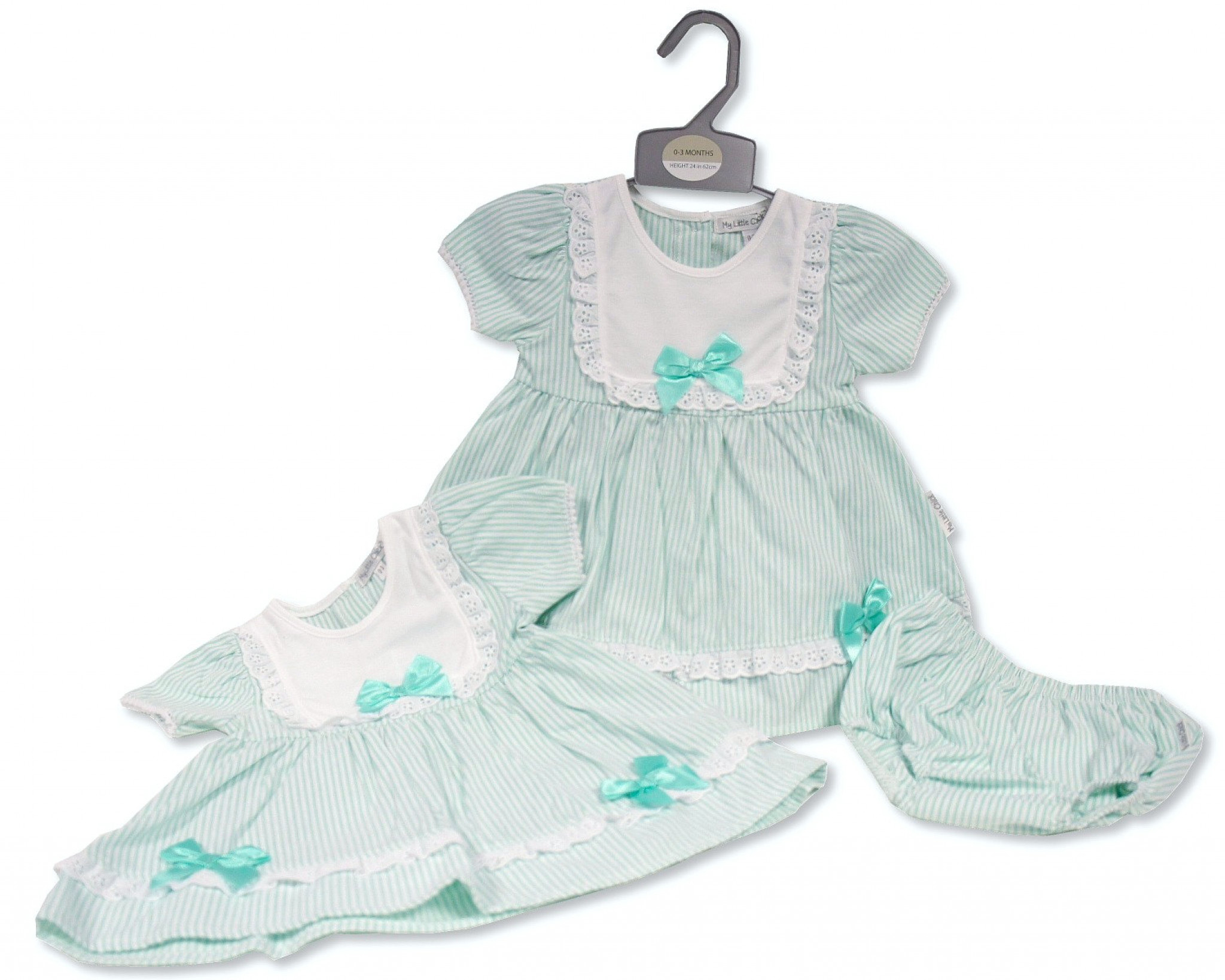 My Little Chick 2120-6209 5035320162096 ML2120-6209G "Bow and Lace" Dress Set (Newborn - 6 months)