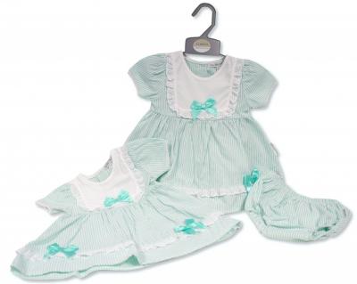 ML2120-6209G  "Bow and Lace" Dress Set  (Newborn - 6 months)