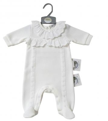 My Little Chick 2120-6211 5035320112114 ML2120-6211W White "Lace and Ribbon" All In One (NB-6m)