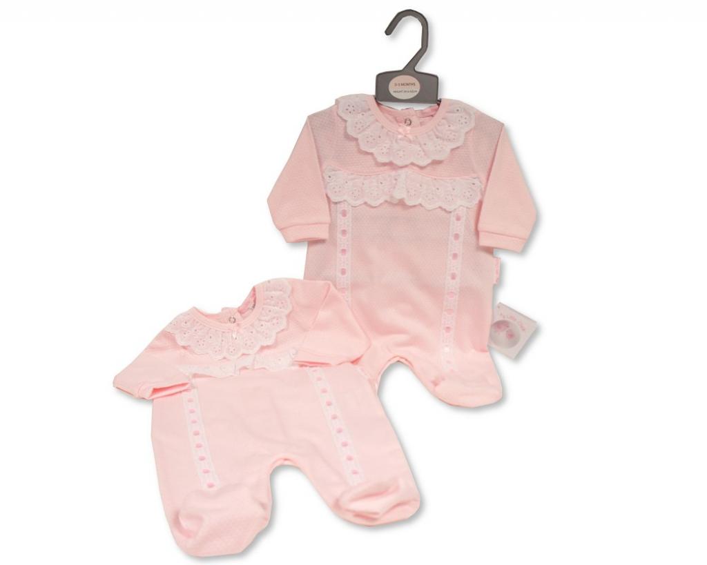 My Little Chick 2120-6211 5035320412115 ML2120-6211P Pink "Lace and Ribbon" All In One (NB-6m)