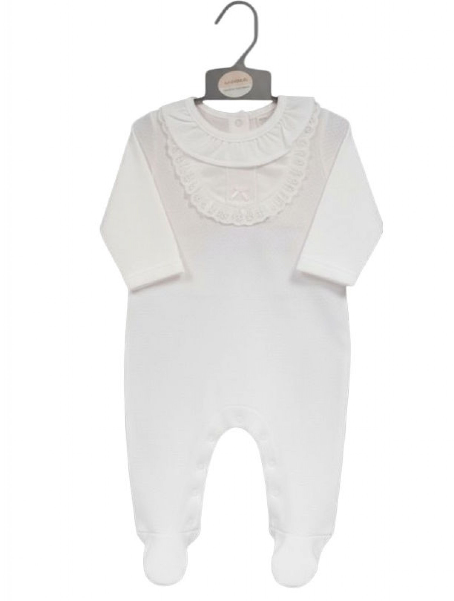 My Little Chick 2120-6212 5035320112121 ML2120-6212-W White "Lace and Bow" All In One (NB-6m)