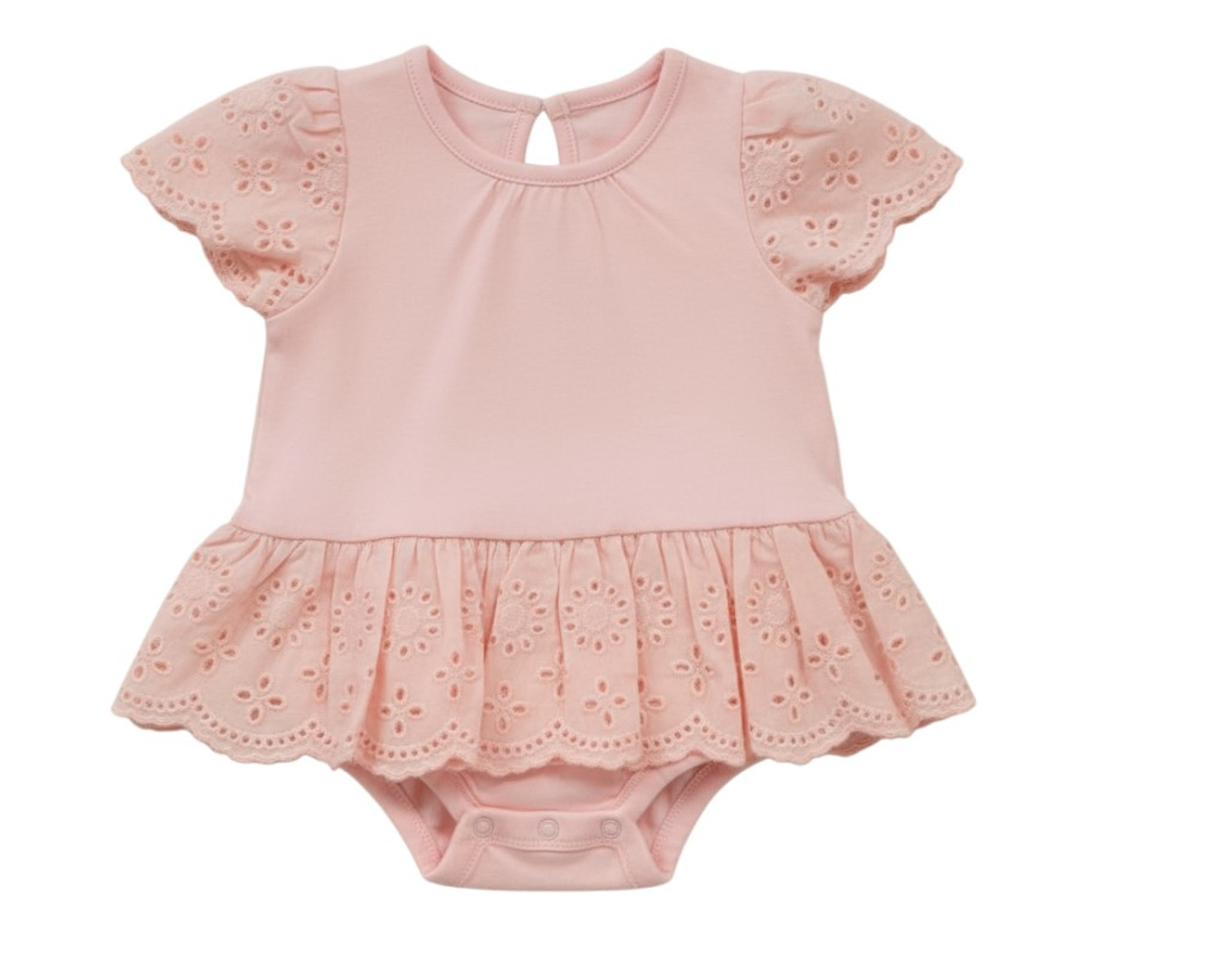 My Little Chick 2120-6215P 503520412153 ML2120-6215-P Pink "Broderie Anglaise" Bodysuit Dress (NB-9m)