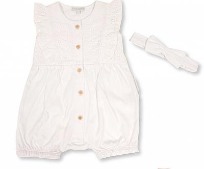 My Little Chick 2120-6216W 5035320112169 ML2120-6216W White "Broderie Anglaise" Romper Set (NB-9m)