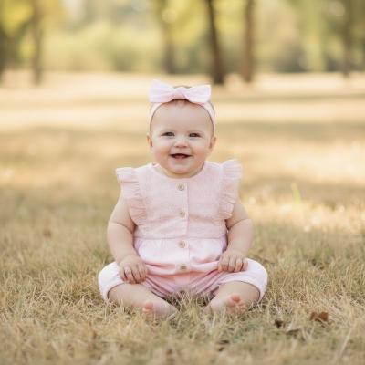 My Little Chick 2120-6216P 5035320412160 ML2120-6216P Pink "Broderie Anglaise" Romper Set (NB-9m)