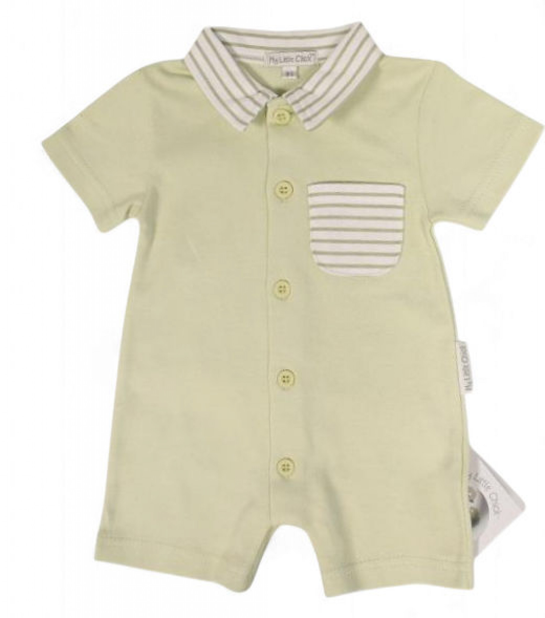 My Little Chick BIS-2120-6235 All sizes = 5035320162355 ML2120-6235G Sage Striped Short Romper (NB-6 months)
