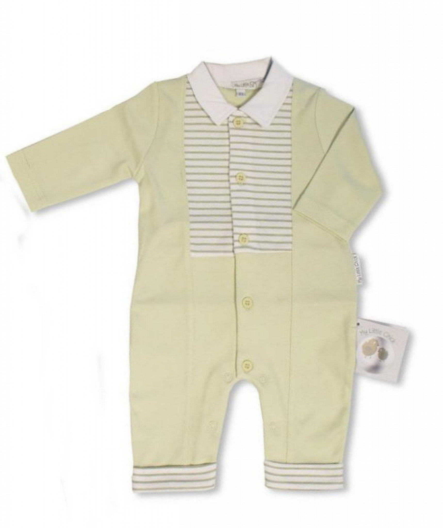 My Little Chick BIS-2120-6236 All sizes - 5035320162362 ML2120-6236SG Sage Striped Long Legged Romper (NB-6 months)