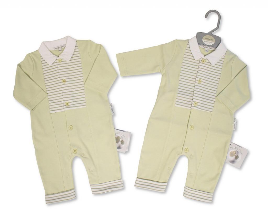 My Little Chick BIS-2120-6236 All sizes - 5035320162362 ML2120-6236 Sage Striped Long Legged Romper (NB-6 months)