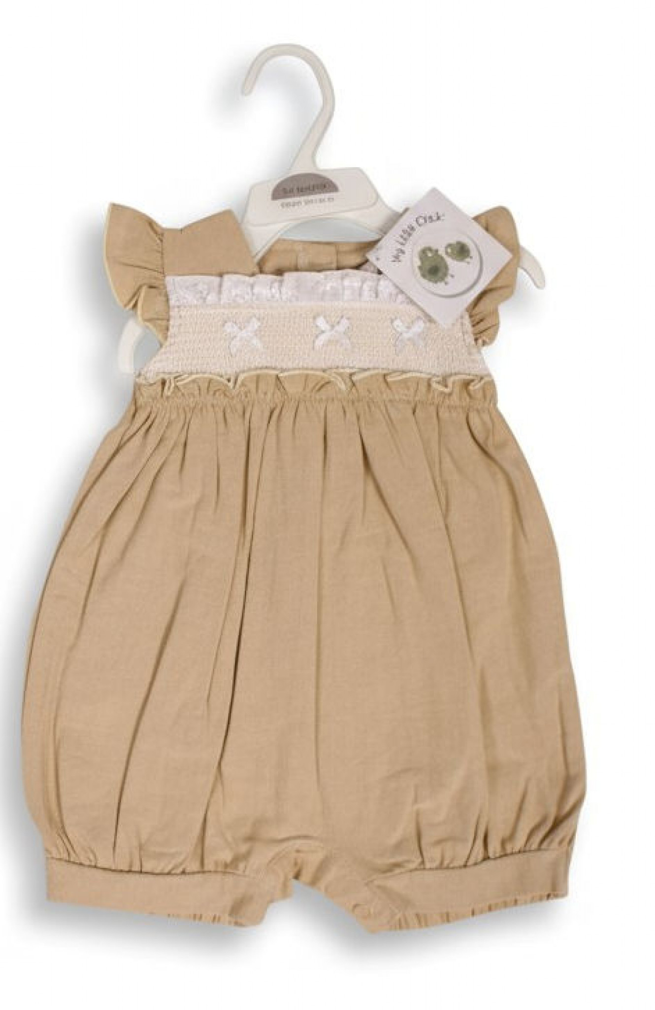 My Little Chick 2120-6250 5035320162508 ML2120-6250T Linen  "Smocked " Romper (Nb-6m)